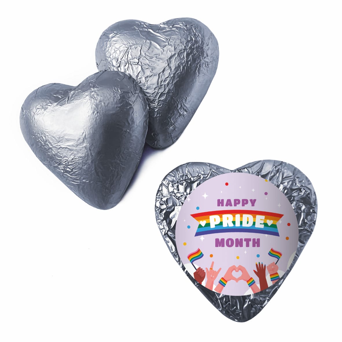 purple pride month silver heart