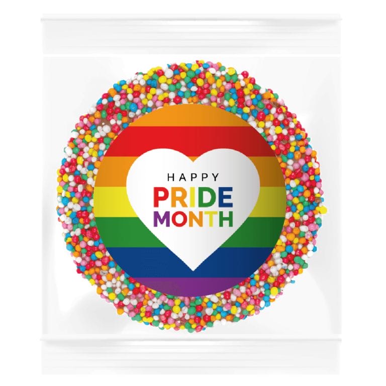 Rainbow Heart Pride Month Personalised Giant Chocolate Freckle