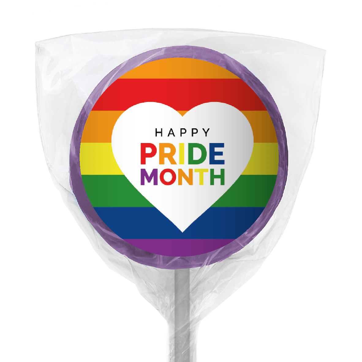 rainbow pride heart lollipop purple