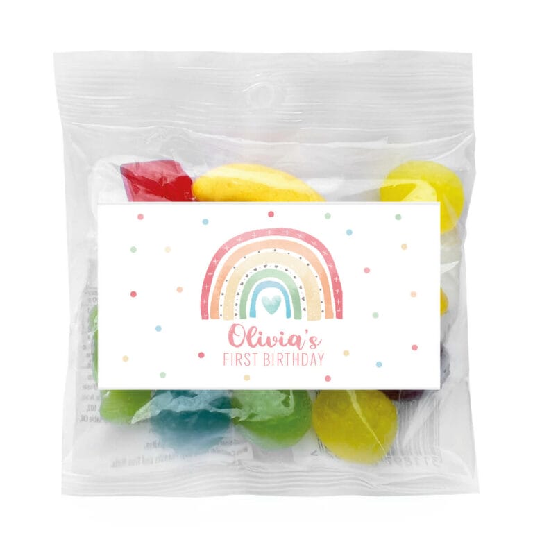 Pastel Rainbow Personalised Lolly Bags