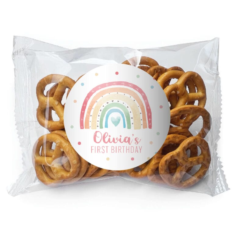 Pastel Rainbow Personalised Pretzel Bags