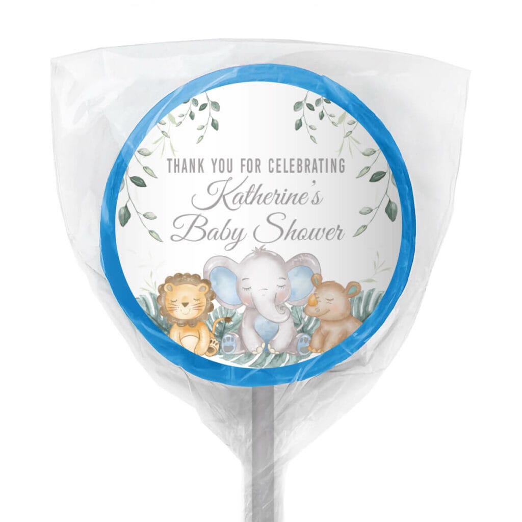sleepy baby animals lollipop blue