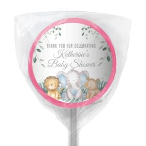 sleepy baby animals lollipop pink