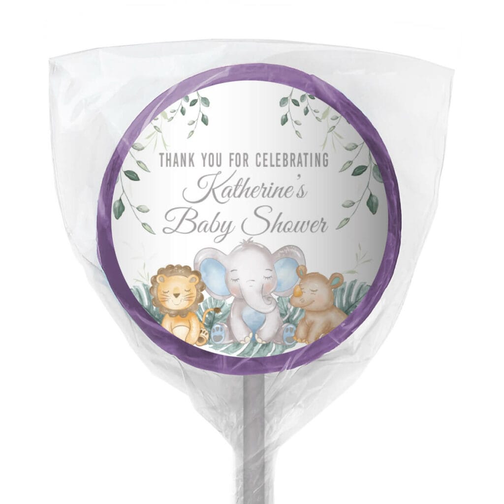 sleepy baby animals lollipop purple