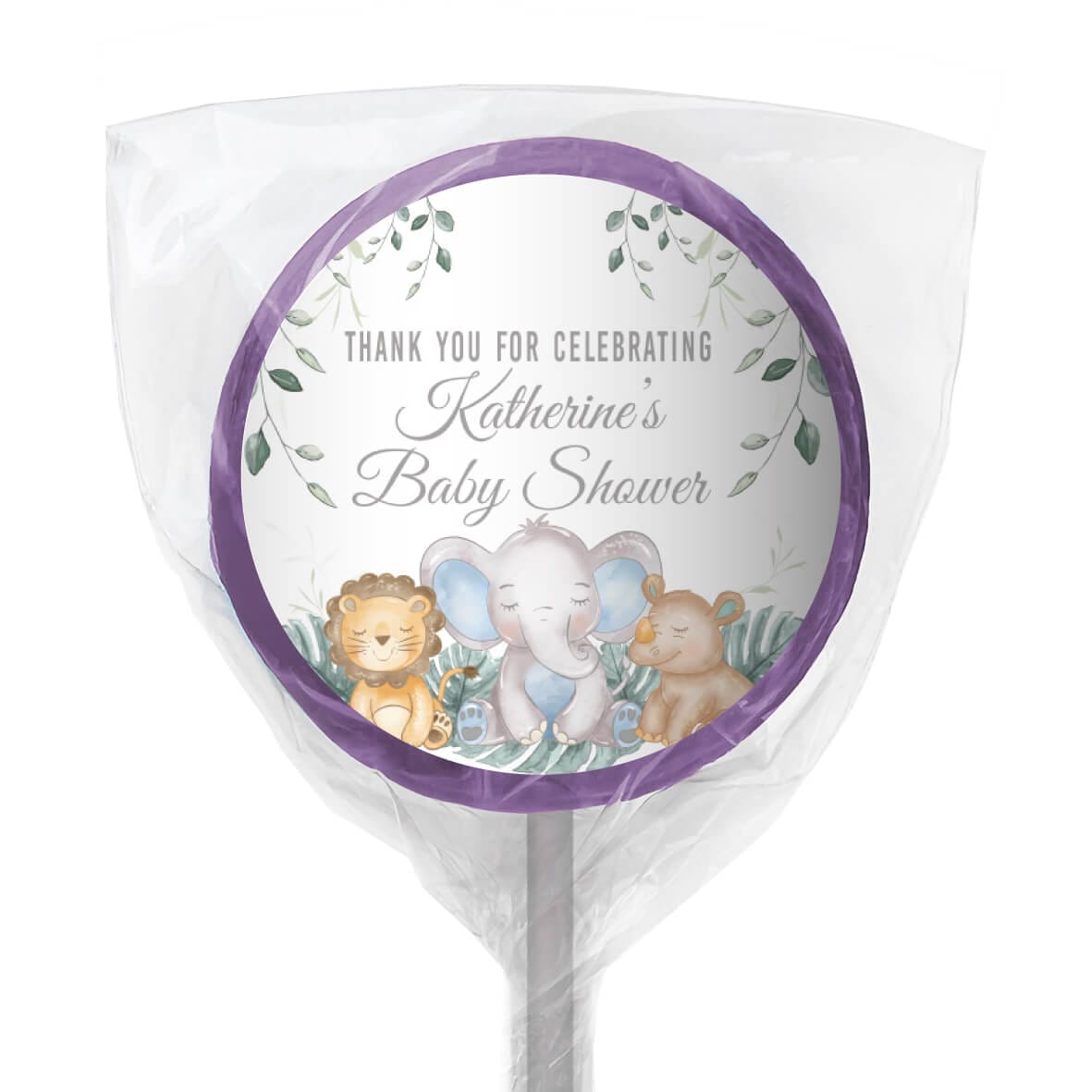 sleepy baby animals lollipop purple
