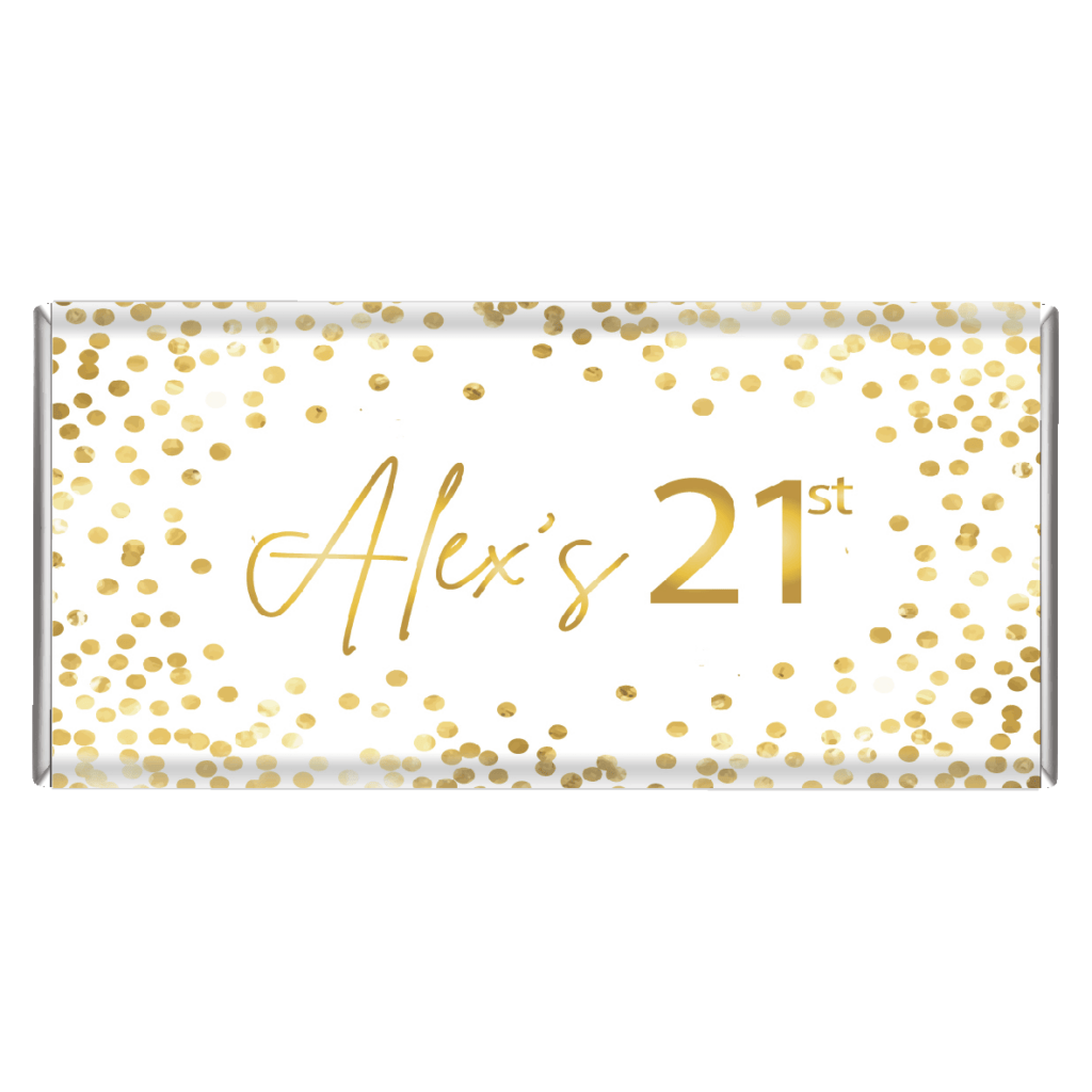 white and gold confetti chocolate