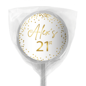 white and gold confetti lollipop white