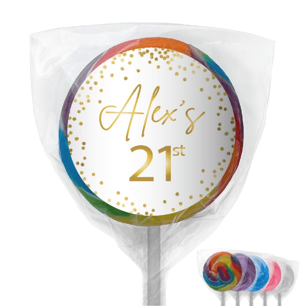 white and gold confetti lollipops