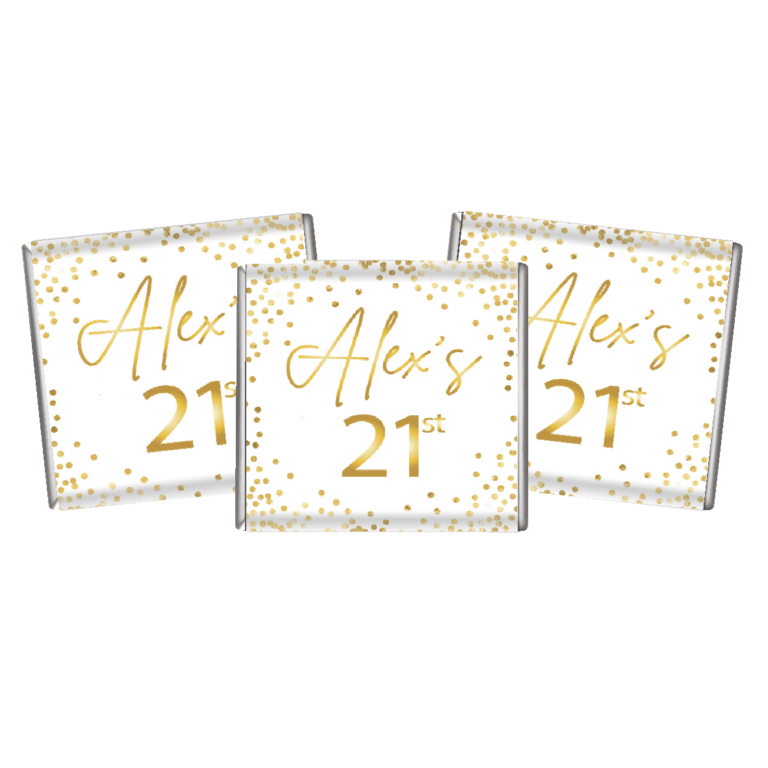 White & Gold Confetti Petite Personalised Chocolates
