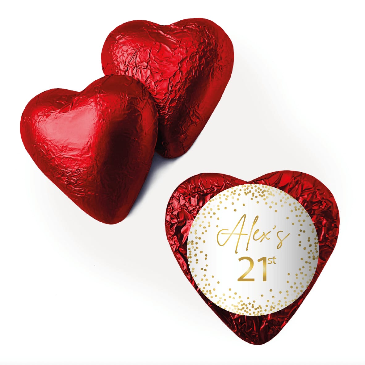 white and gold confetti red heart
