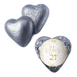 white and gold confetti silver heart