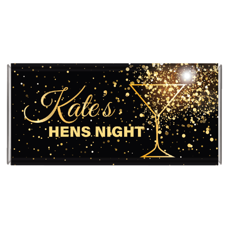 Hens Night Gold Martini Personalised Chocolate Bars