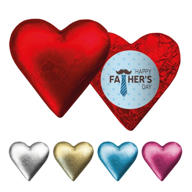 Tie & Moustache Fathers Day Personalised Foil Chocolate Hearts
