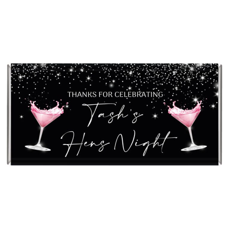 Hens Night Pink Martini Personalised Chocolate Bars