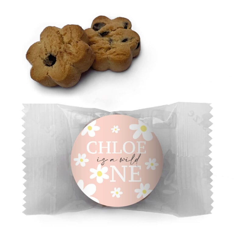 Pink Daisy Theme Personalised Mini Cookies