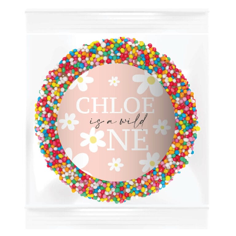 Pink Daisy Theme Personalised Giant Chocolate Freckle