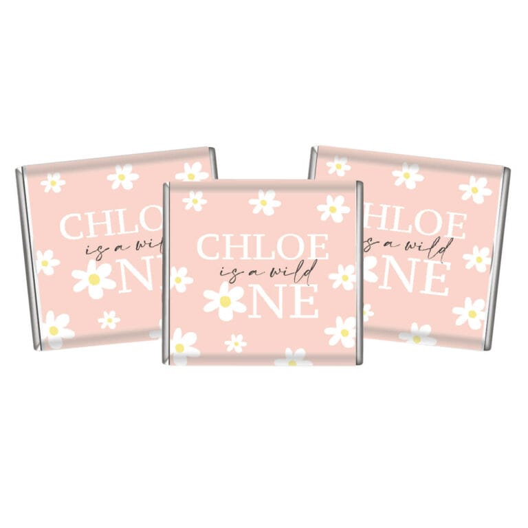 Pink Daisy Theme Custom Petite Chocolates