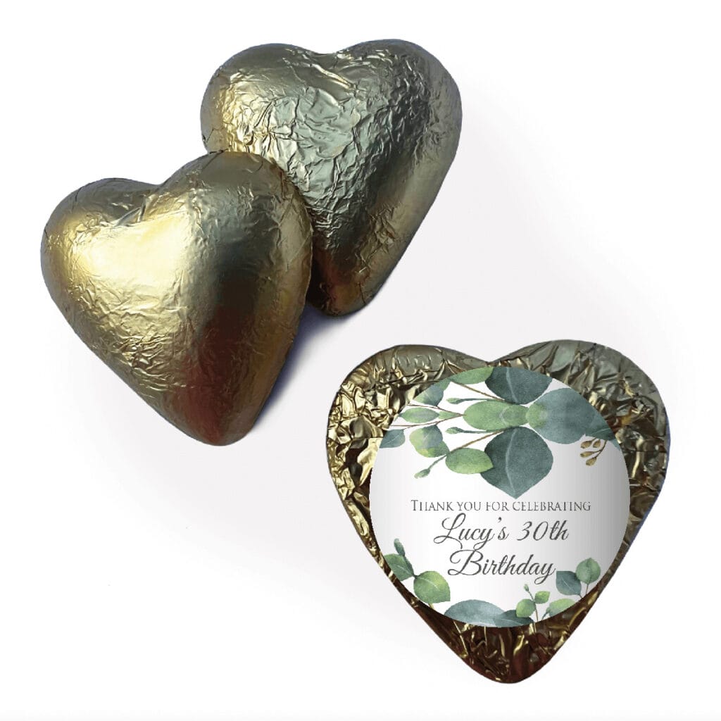 Shop for gold customised birthday chocolate foil hearts - Australia