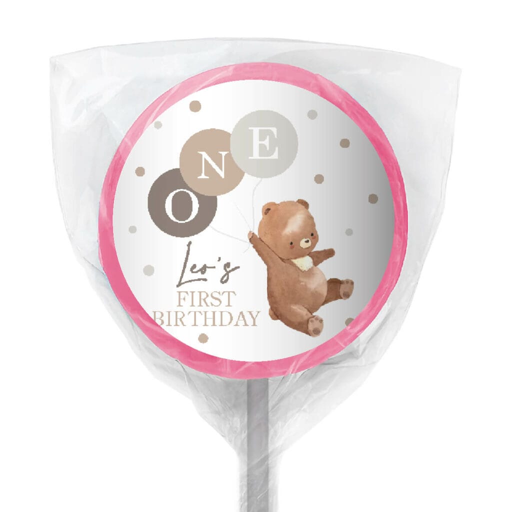 Shop for customised pink teddy lollipop - Australia