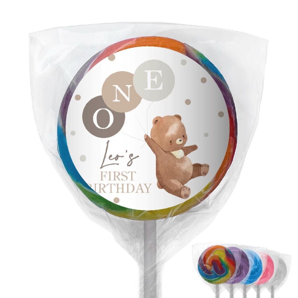 Shop for customised rainbow teddy lollipop - Australia