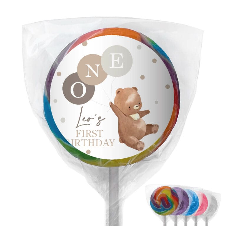Bear & Balloons Personalised Lollipops