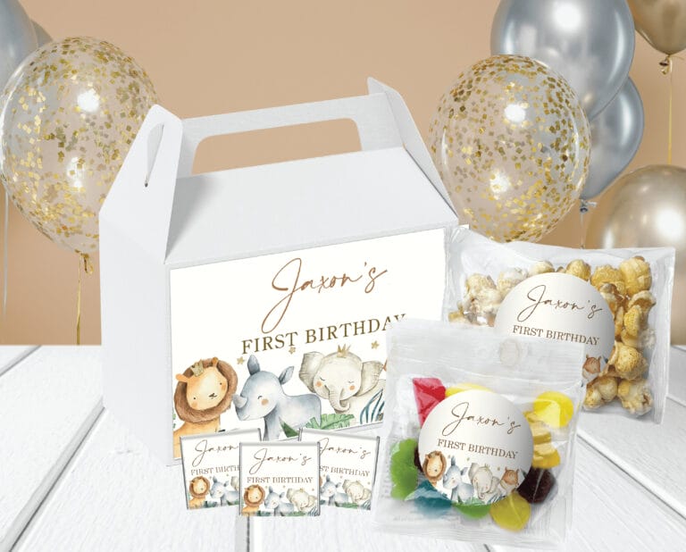 Watercolour Baby Animals Personalised Kids Party Lolly Box Pack