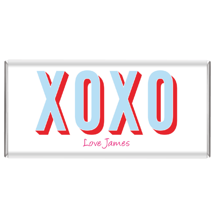Blue XOXO Valentines Custom Chocolate Bars