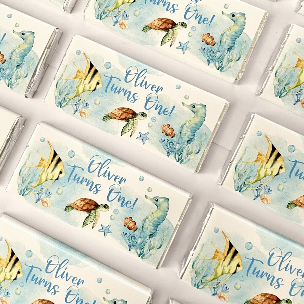 under the sea personalised chocolate favours