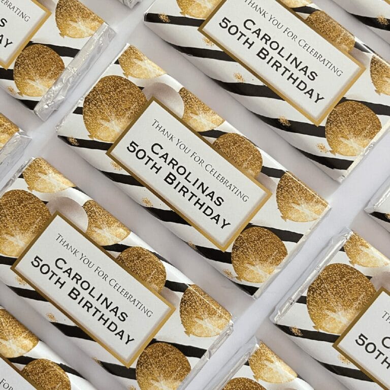 Black & Gold Balloons Cusom Birthday Chocolate Bars