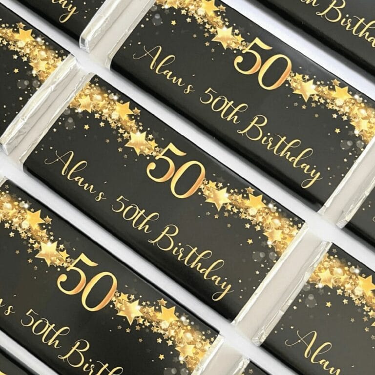 Black & Gold Stars Personalised Chocolate Bars