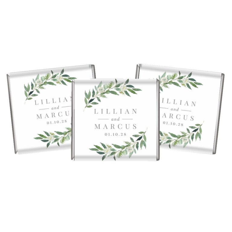 Green Florals Petite Custom Chocolates Favours
