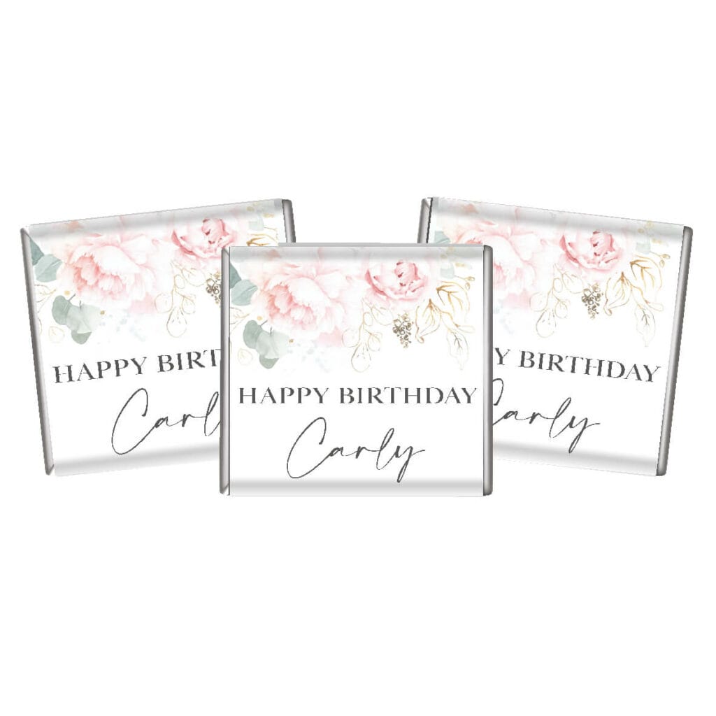 pink floral birthday petite chocolates