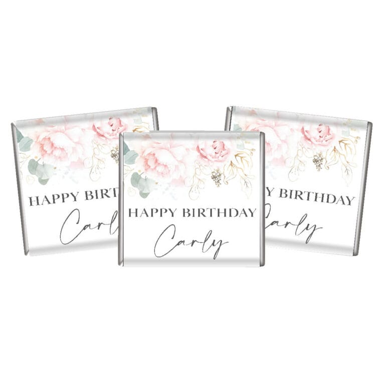 Pink Floral Petite Personalised Chocolate Favours