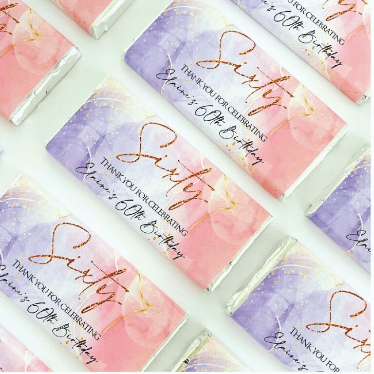 Purple & Pink Marble Personalised Chocolate Bars