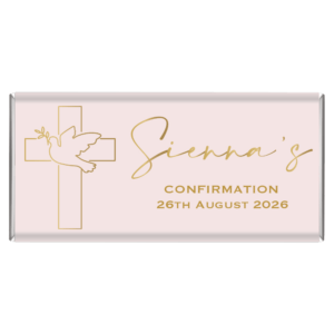 pink dove and cross chocolate favours