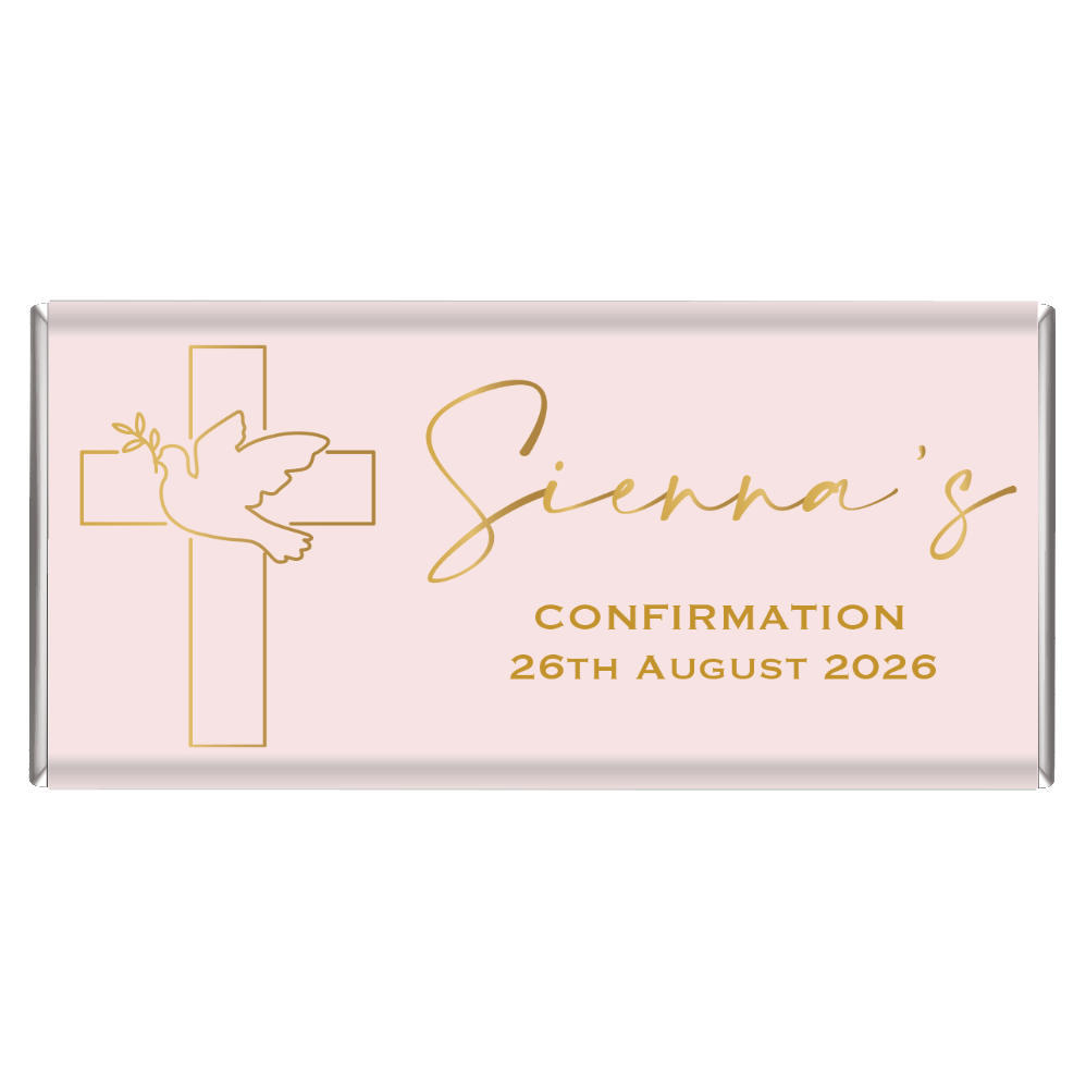 pink dove and cross chocolate favours