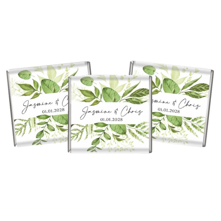 Wild Greenery Petite Custom Chocolate Favours