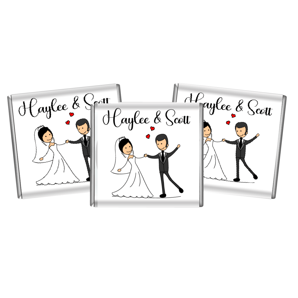 dancing bride and groom custom petite wedding chocolates