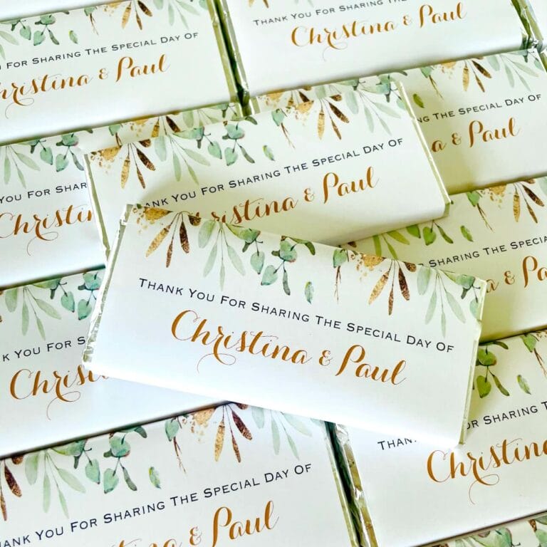 Green & Gold Leaves Personalised Chocolates