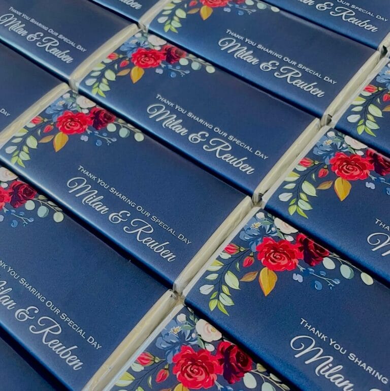 Red Roses & Navy Custom Chocolate Bars