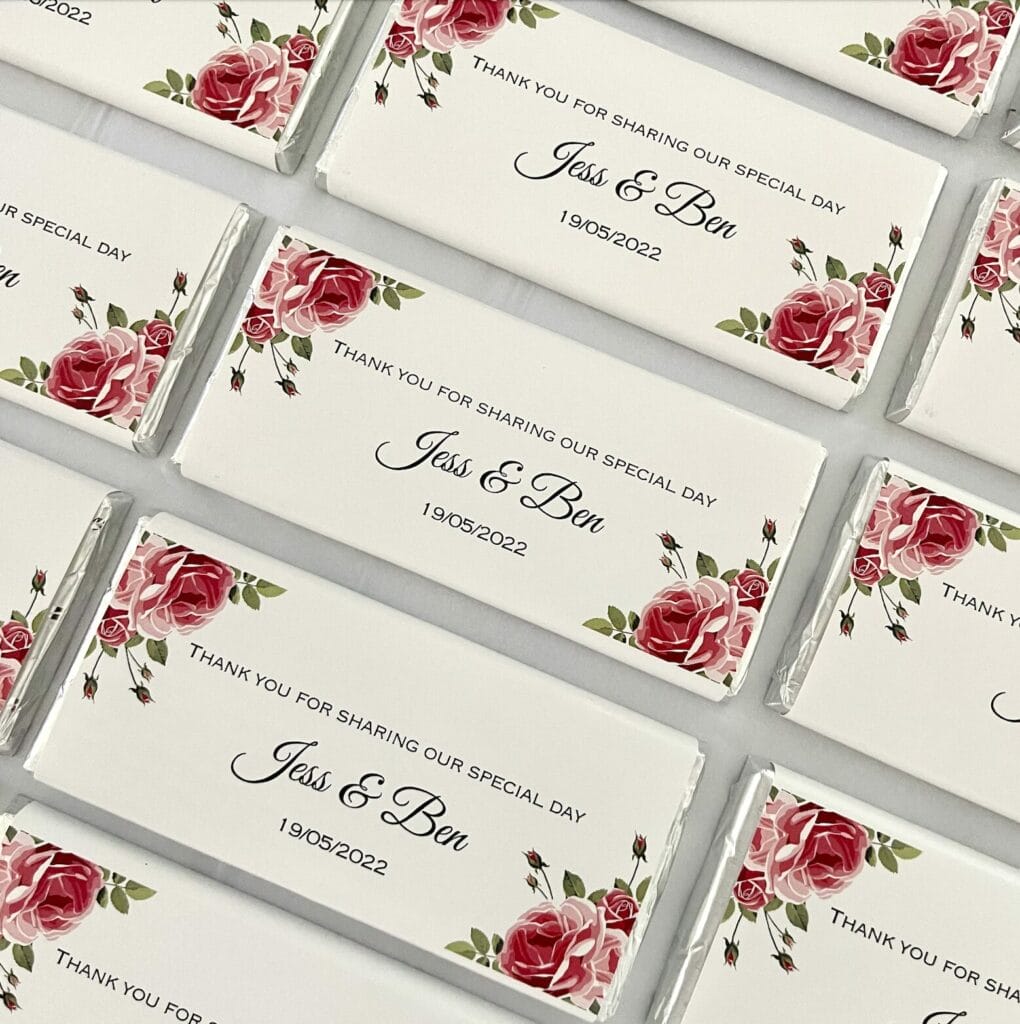 vintage red roses chocolate bars