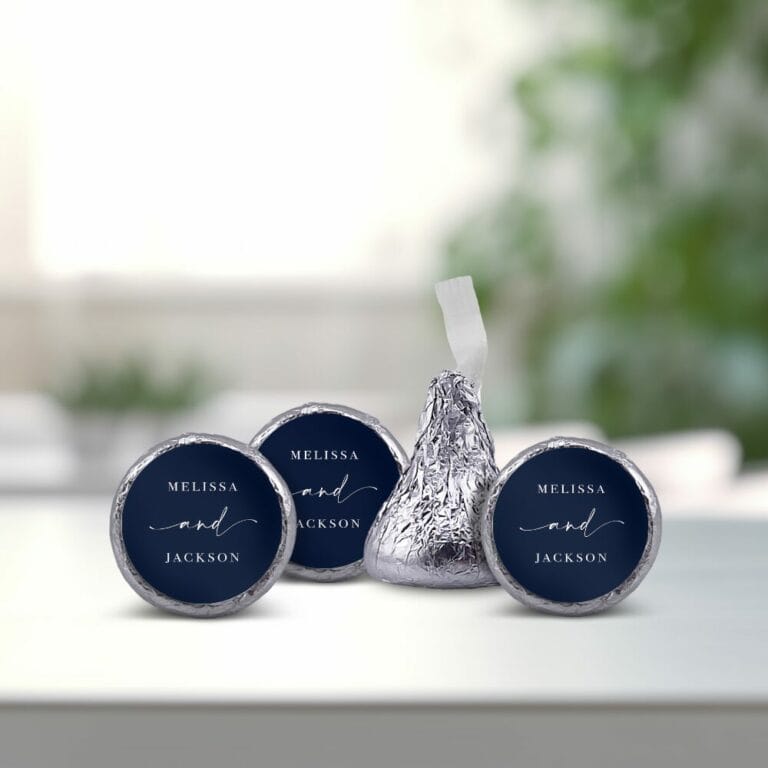 Elegant Navy & White Hersheys Kisses Custom Chocolates