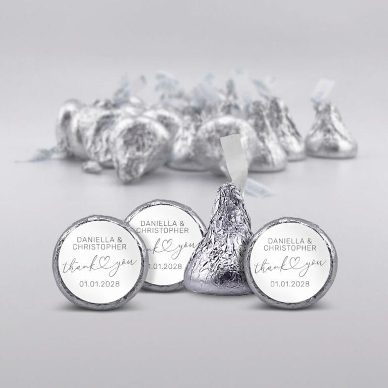 White Thank You Heart Hersheys Kisses Custom Chocolates