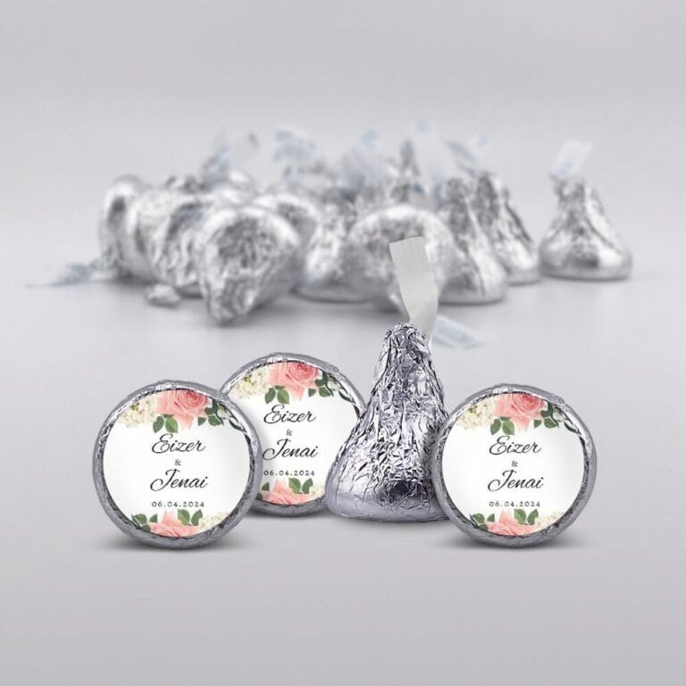 Florals On White Hersheys Kisses Custom Chocolates