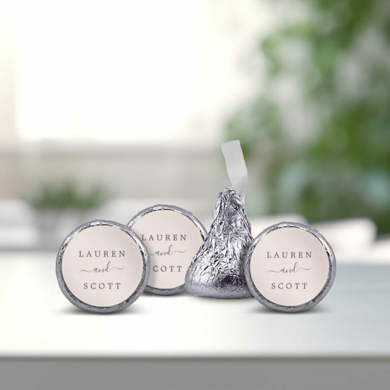 Elegant Dusty Pink & Gold Hersheys Kisses Custom Chocolates