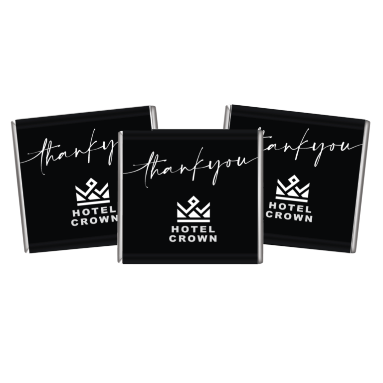 Add Your Logo Black & White Thank You Hospitality Petite Chocolates