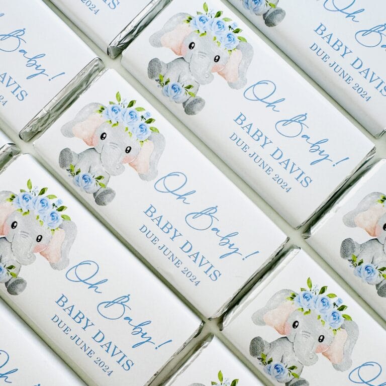 Blue Floral Elephant Personalised Chocolates