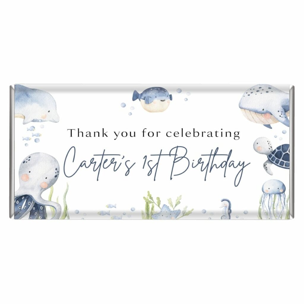 under the sea custom party chocolate bars