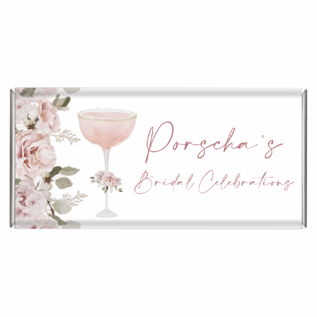petals and prosecco personalised chocolate bars