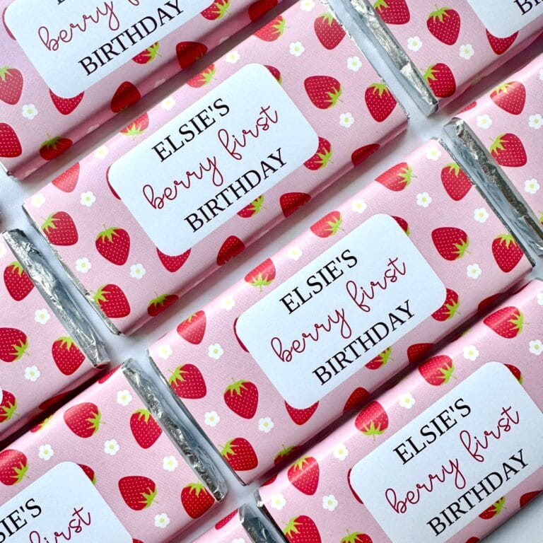 Berry First Birthday Personalised Chocolate Bar Favours